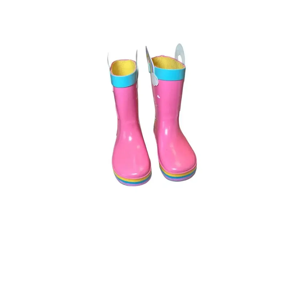 Wonder Nation Girl’s 11/12 Pink Peppa Pig 3-D Waterproof Skid-Free Rain Boots